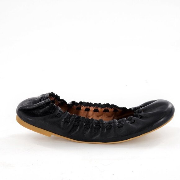 SEE BY CHLOE NEW Jane Scallop Calfskin Ballerina Comfy Flats Black - Picture 4 of 7